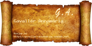 Gavallér Annamária névjegykártya